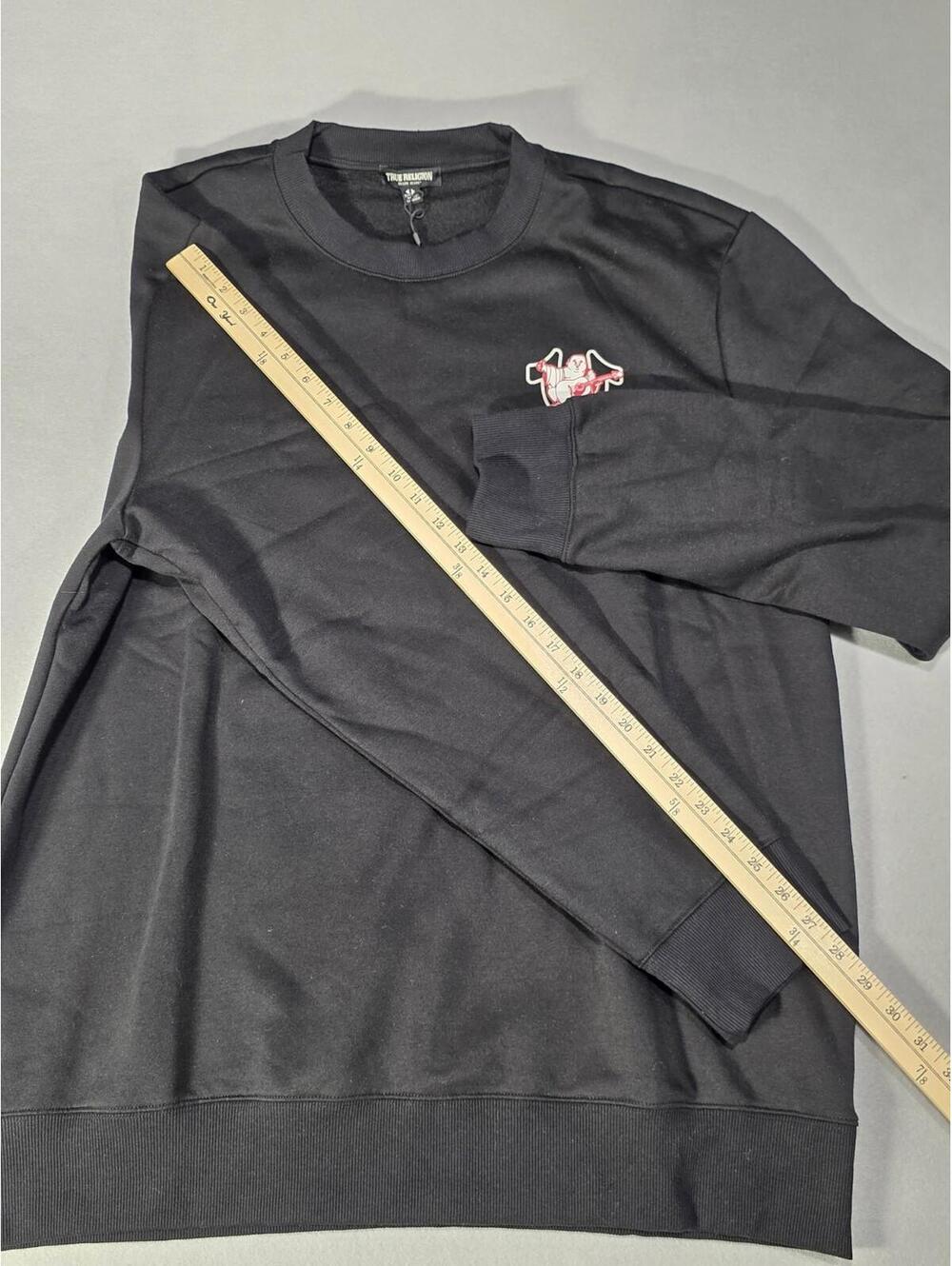 True Religion Men's 3XL Jet Black Bold Sweatshirt Crewneck Buddha Guitar NWT - Picture 9 of 12